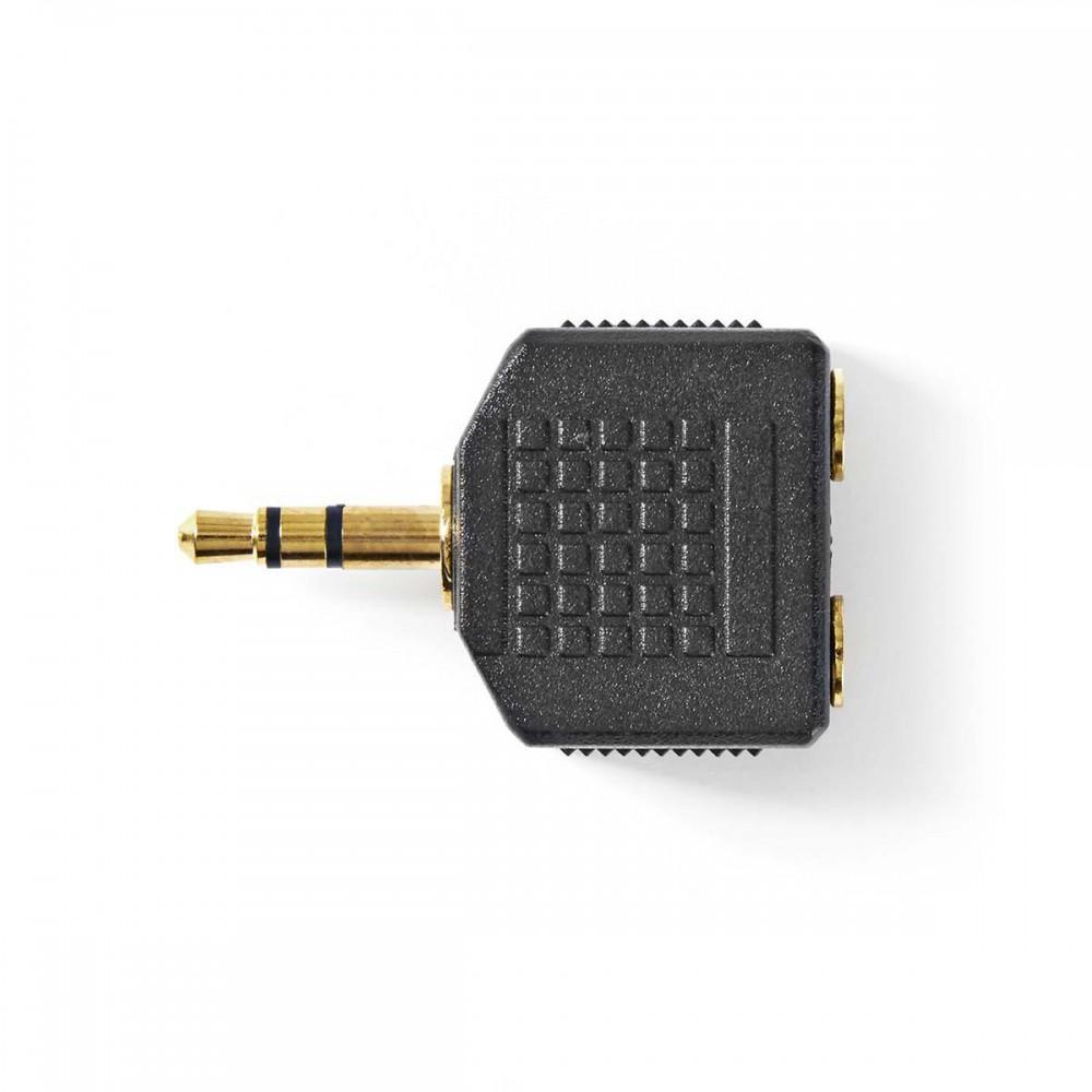 Sztereó audio adapter | 3.5 mm Dugasz | 2 db 3.5 mm-es Aljzat | Aranyozott | Egyenes | ABS | Fekete | 10 db | Műanyag Zacskó