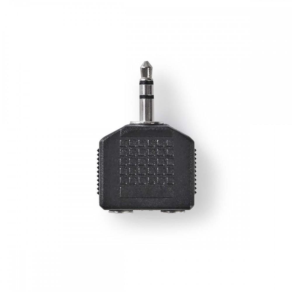 Sztereó audio adapter | 3.5 mm Dugasz | 2 db 3.5 mm-es Aljzat | Nikkelezett | Egyenes | ABS | Fekete | 10 db | Műanyag Zacskó