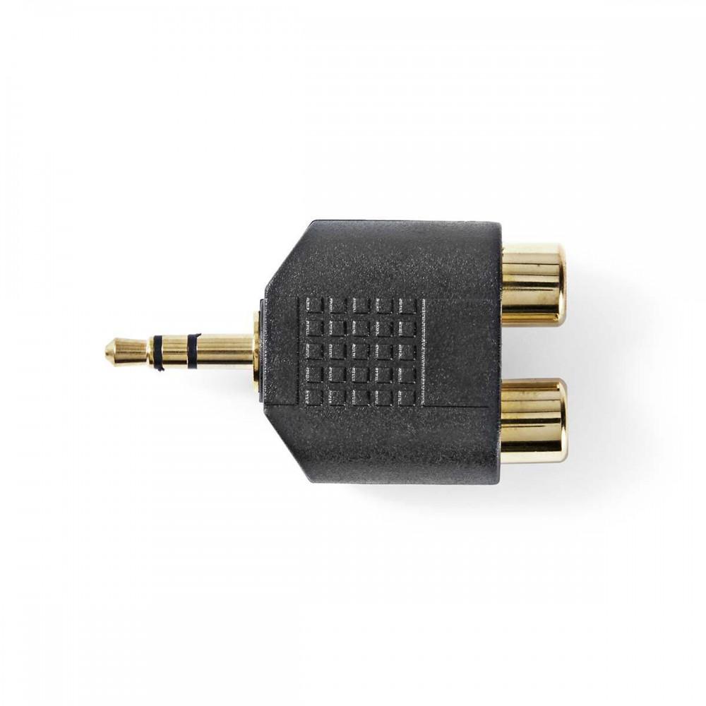 Sztereó audio adapter | 3.5 mm Dugasz | 2x RCA Aljzat | Aranyozott | Egyenes | ABS | Fekete | 10 db | Műanyag Zacskó
