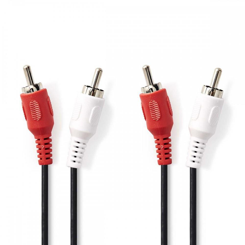 Sztereó audiokábel | 2x RCA Dugasz | 2x RCA Dugasz | Nikkelezett | 1.50 m | Kerek | Fekete | Papírfüles