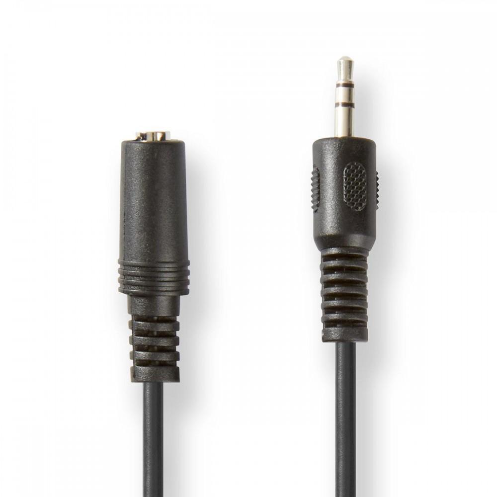 Sztereó audiokábel | 3.5 mm Dugasz | 3.5 mm Aljzat | Nikkelezett | 3.00 m | Kerek | Fekete | Papírfüles