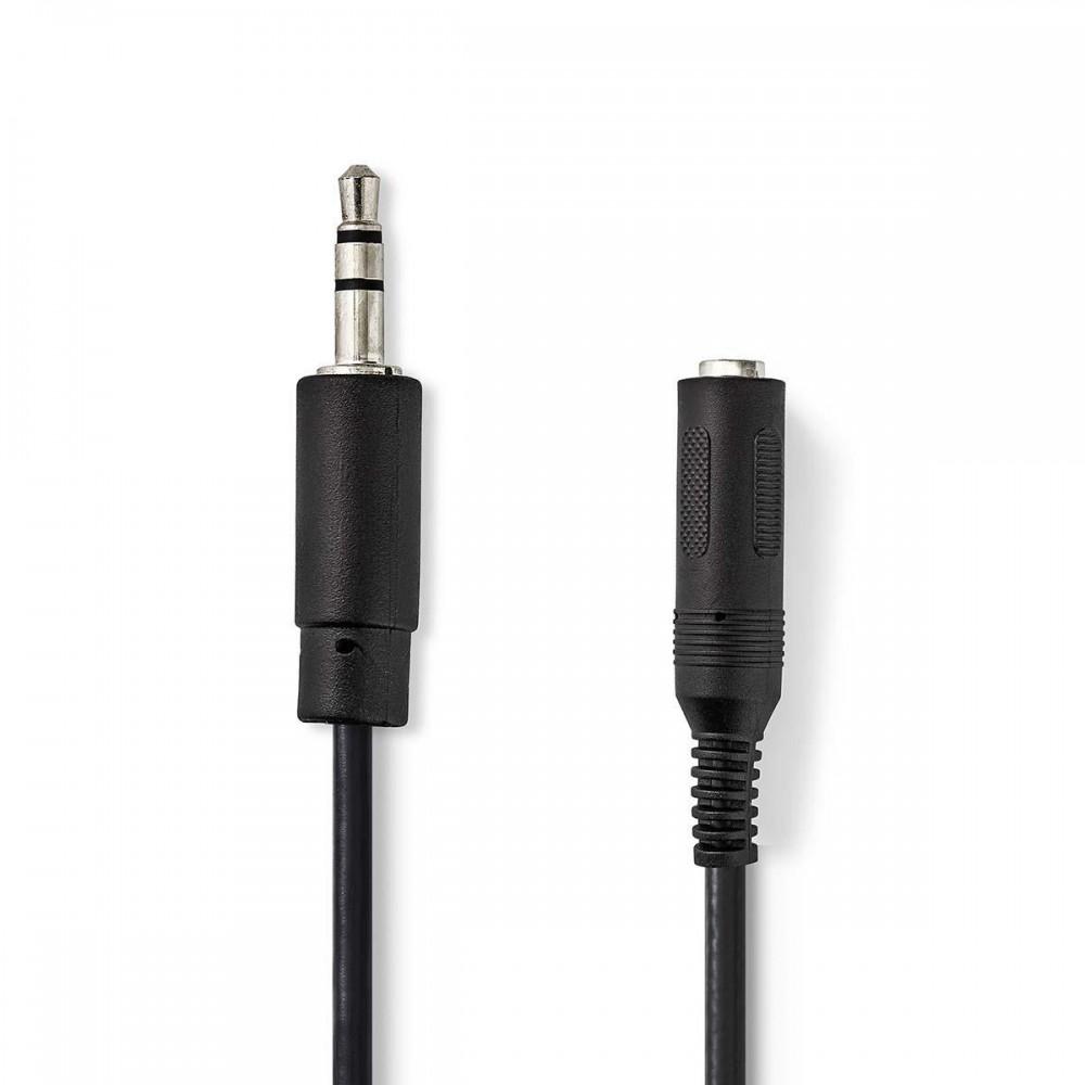 Sztereó audiokábel | 3.5 mm Dugasz | 6.35 mm Aljzat | Nikkelezett | 0.20 m | Kerek | Fekete | Műanyag Zacskó