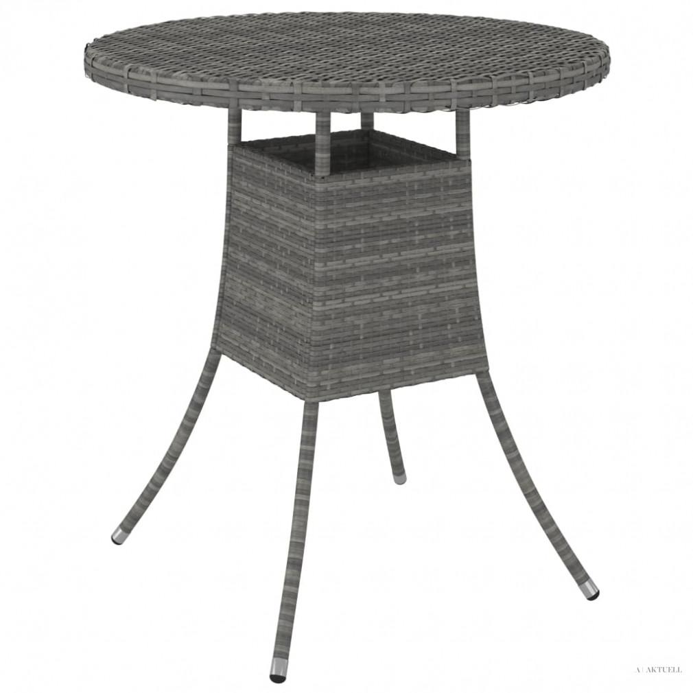 Szürke polyrattan kerti asztal 70 x 70 x 73 cm