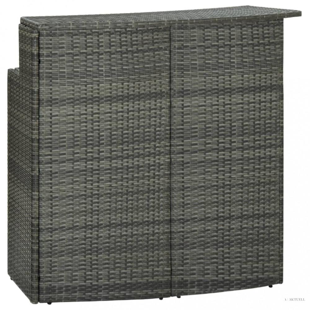 Szürke polyrattan kerti bárasztal 120 x 55 x 110 cm