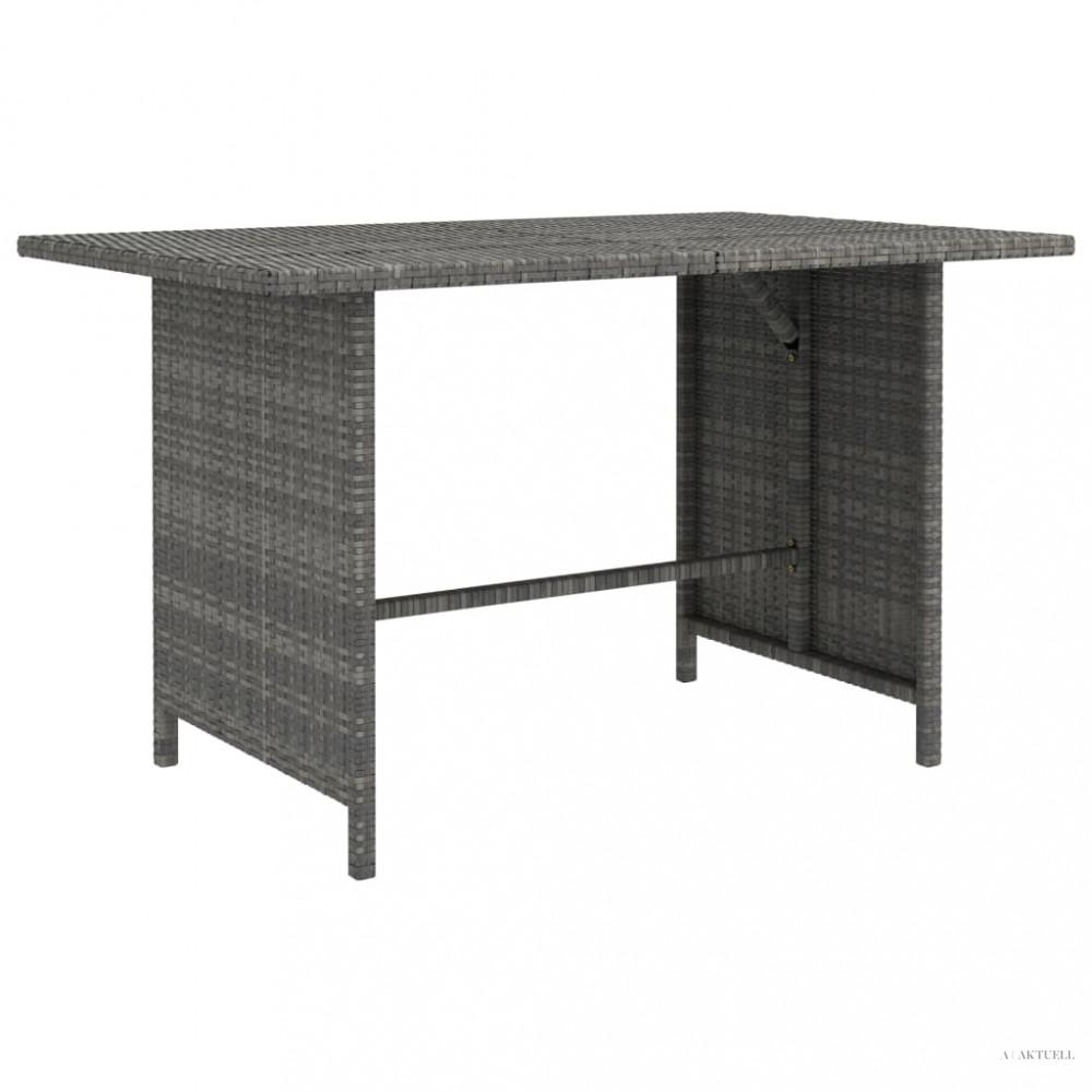 Szürke polyrattan kerti étkezőasztal 110 x 70 x 65 cm