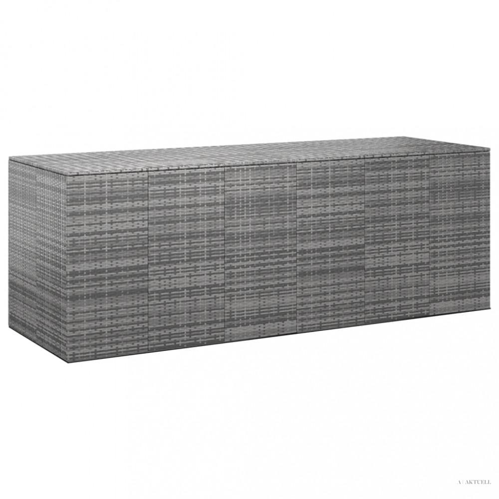Szürke polyrattan kerti párnatartó doboz 291 x 100,5 x 104 cm