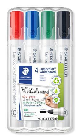 Táblamarker készlet, 2 mm, kúpos, STAEDTLER "Lumocolor® 351", 4 különböző szín