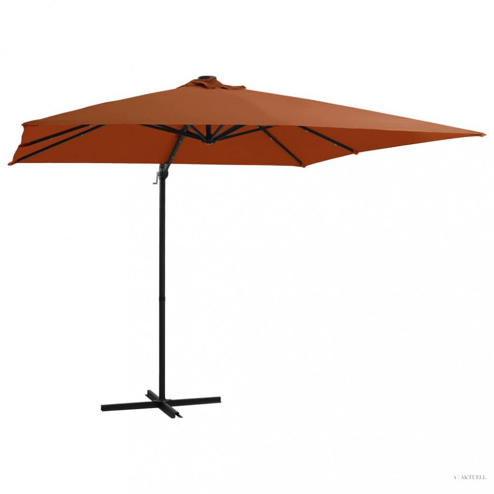 Terrakotta konzolos napernyő LED-világítással 250 x 250 cm