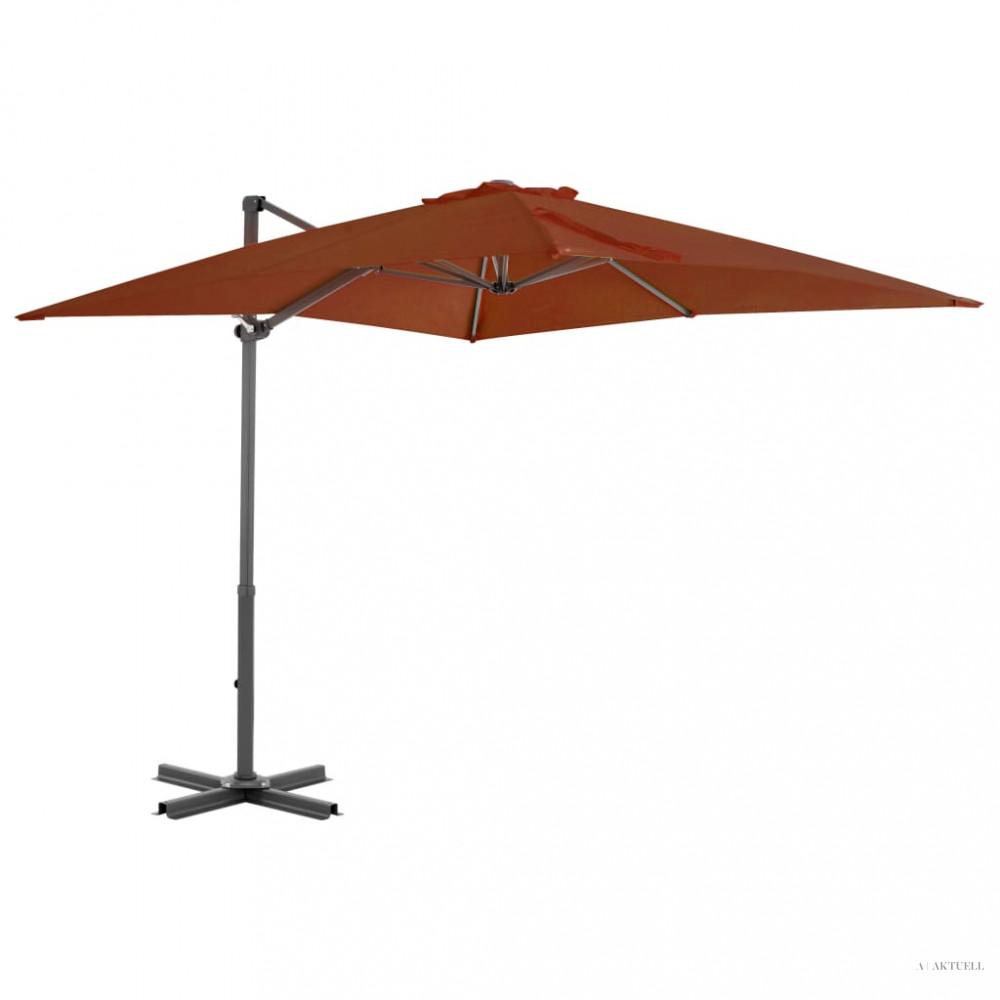 Terrakotta színű konzolos napernyő alumíniumrúddal 250 x 250 cm