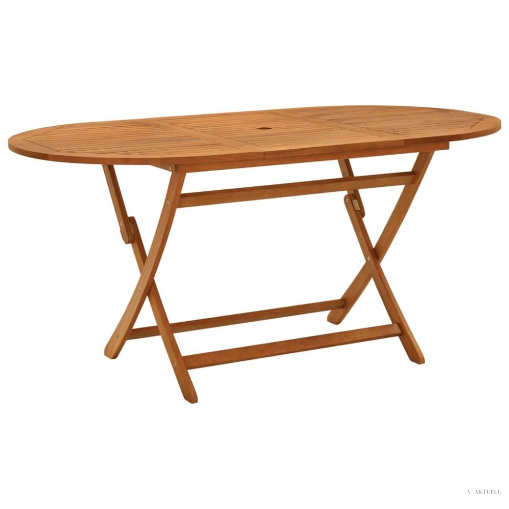 Tömör eukaliptuszfa összecsukható kerti asztal 160 x 85 x 75 cm