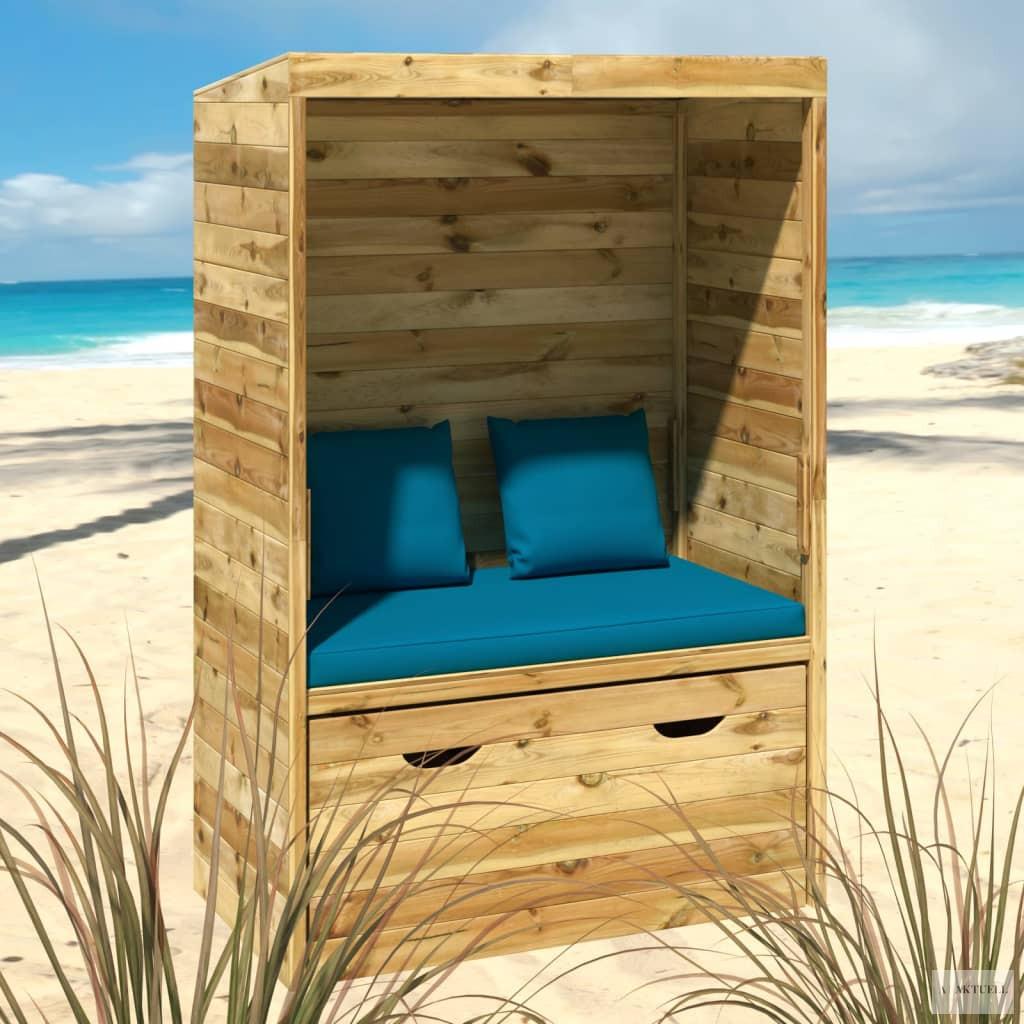 Tömör fenyőfa strandszék fiókkal 112 x 60 x 168 cm