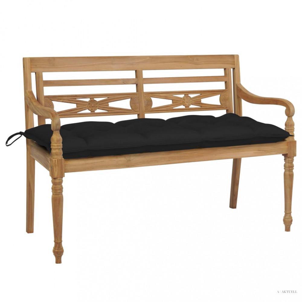 Tömör tíkfa Batavia pad fekete párnával 120 cm