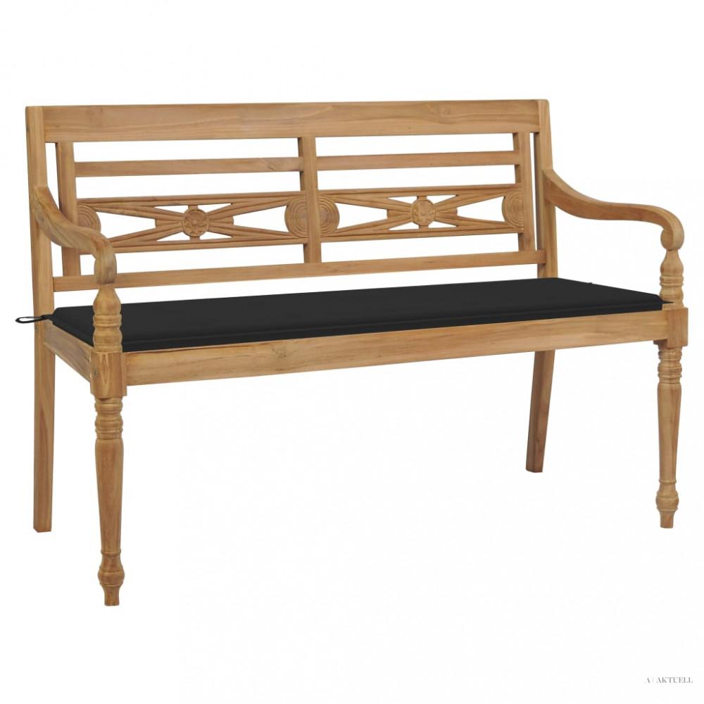 Tömör tíkfa Batavia pad fekete párnával 150 cm