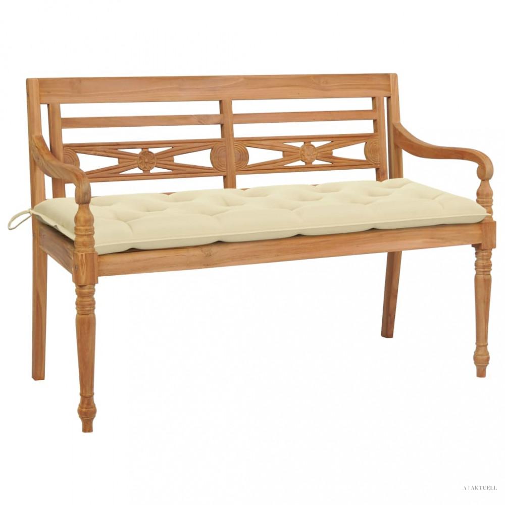Tömör tíkfa Batavia pad krémfehér párnával 150 cm