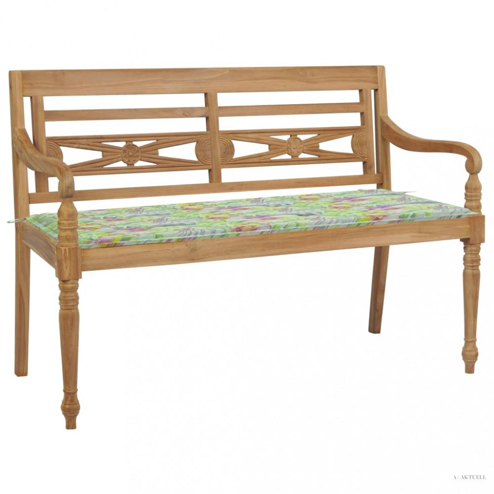 Tömör tíkfa Batavia pad levélmintás párnával 120 cm