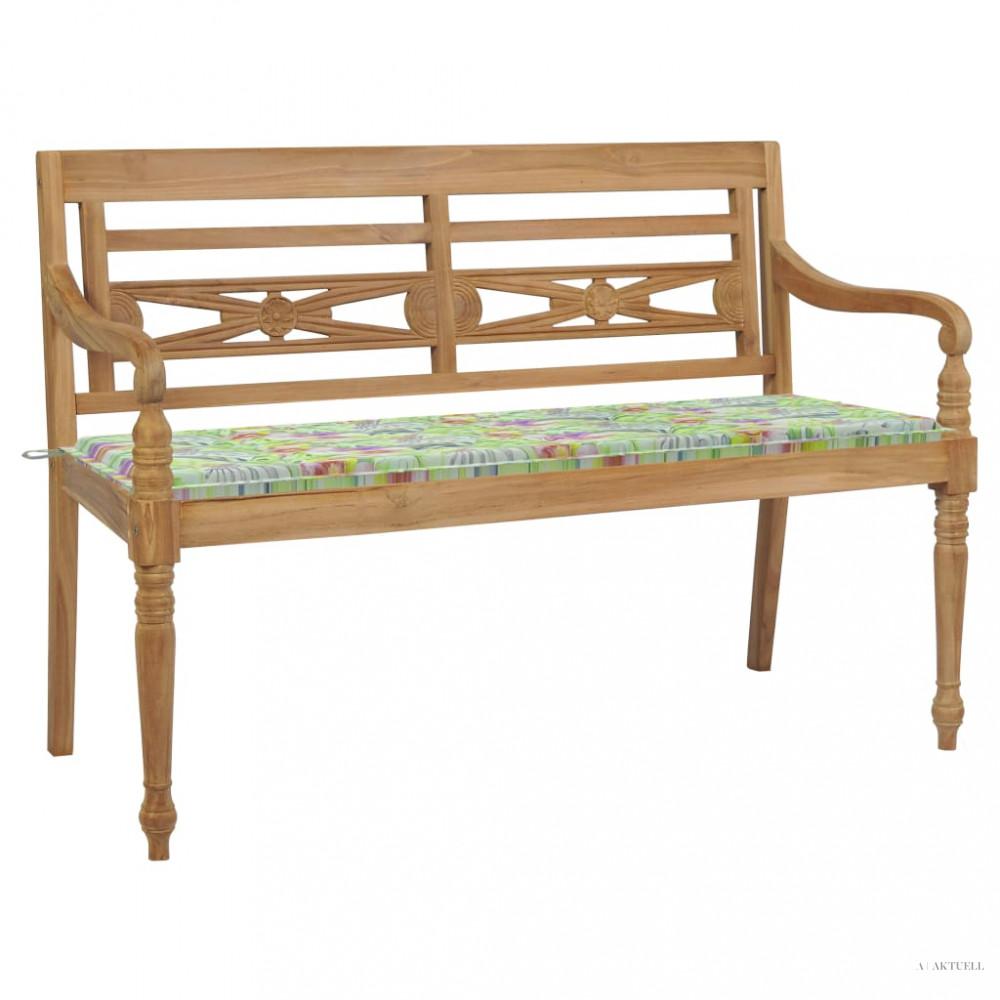 Tömör tíkfa Batavia pad levélmintás párnával 150 cm