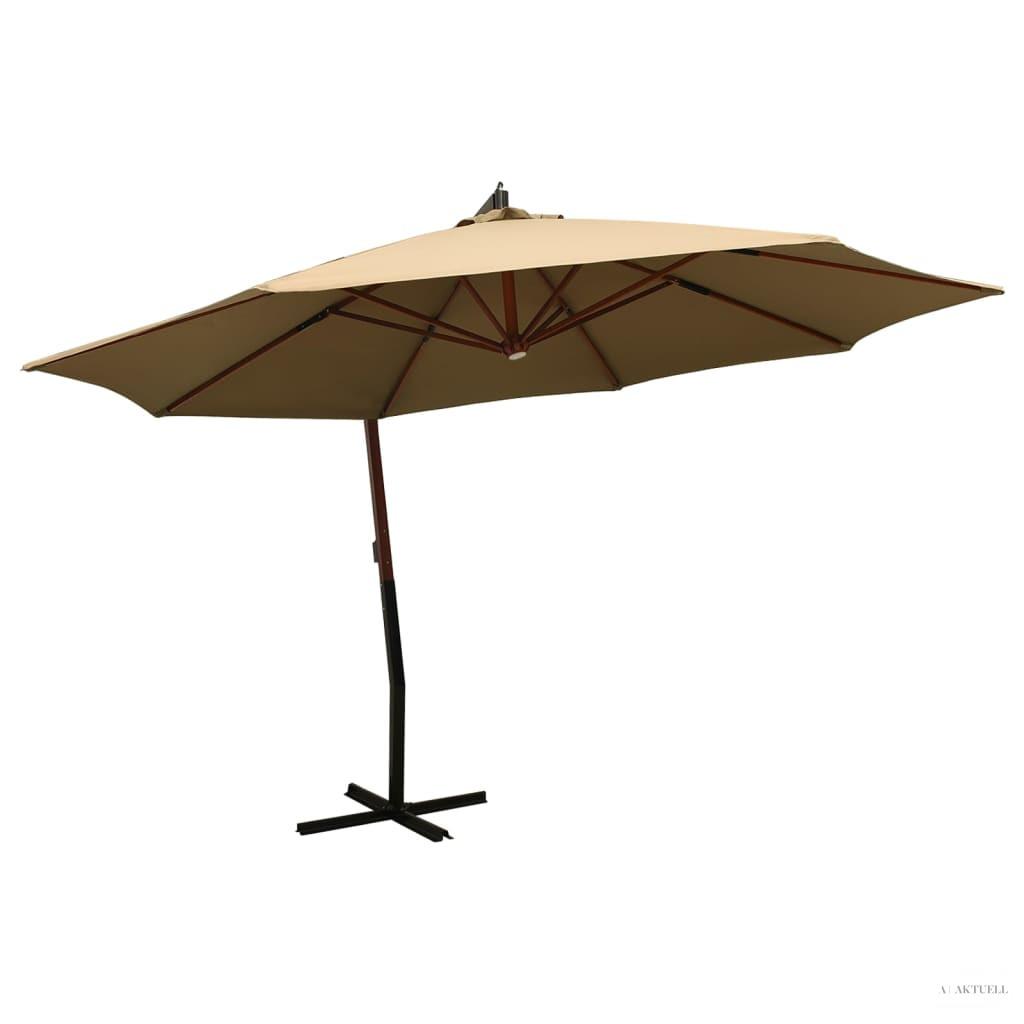 Tópszínű függő napernyő fa rúddal 350 cm