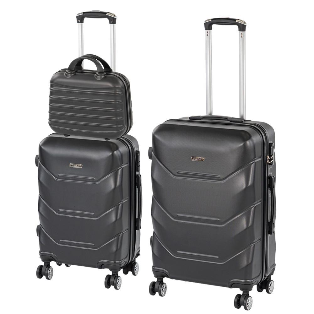 TraveLux Max VIII gurulós bőrönd szett fekete