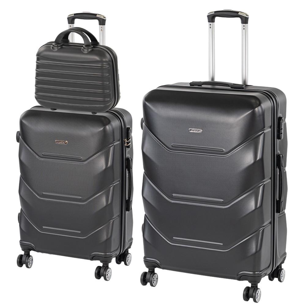 TraveLux Max X gurulós bőrönd szett fekete