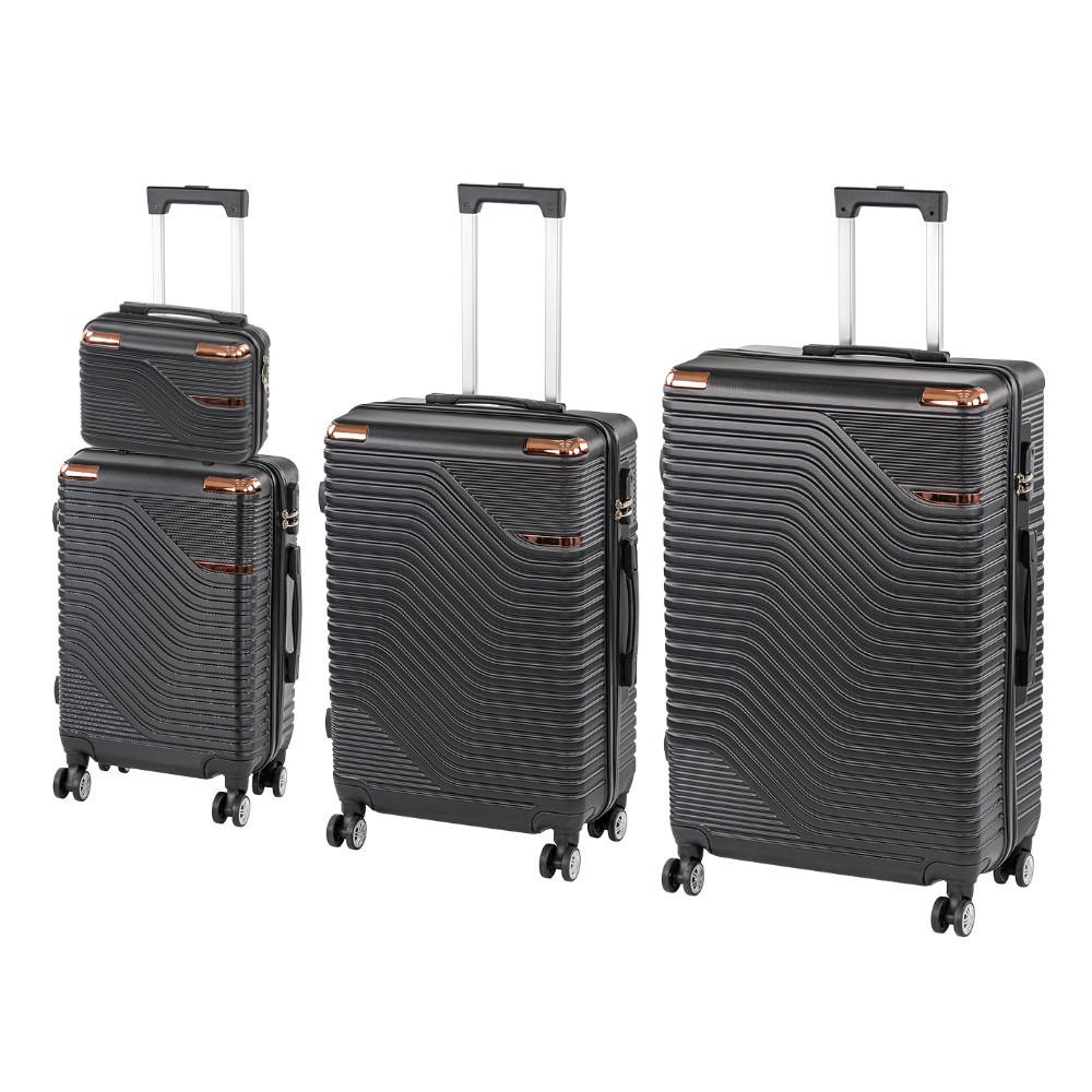 TraveLux Urban XXIV gurulós bőrönd szett fekete