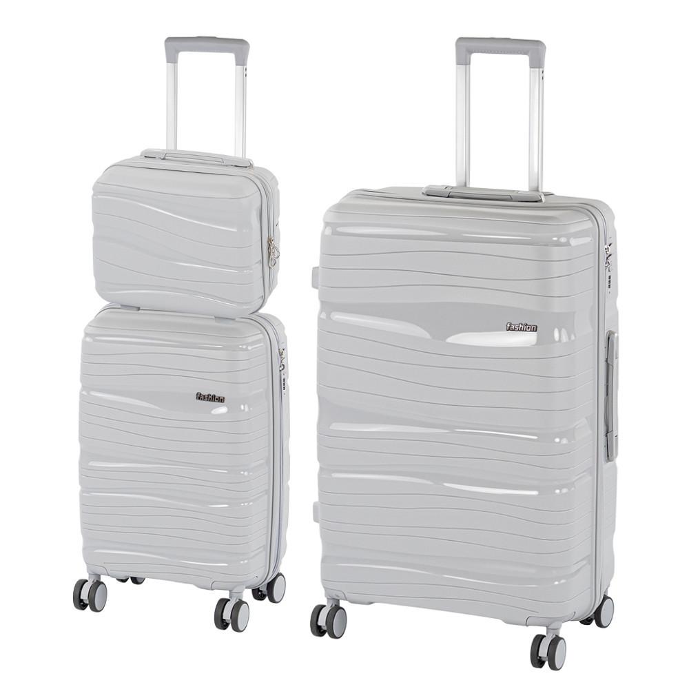 TraveLux Voyager IX gurulós bőrönd szett szürke