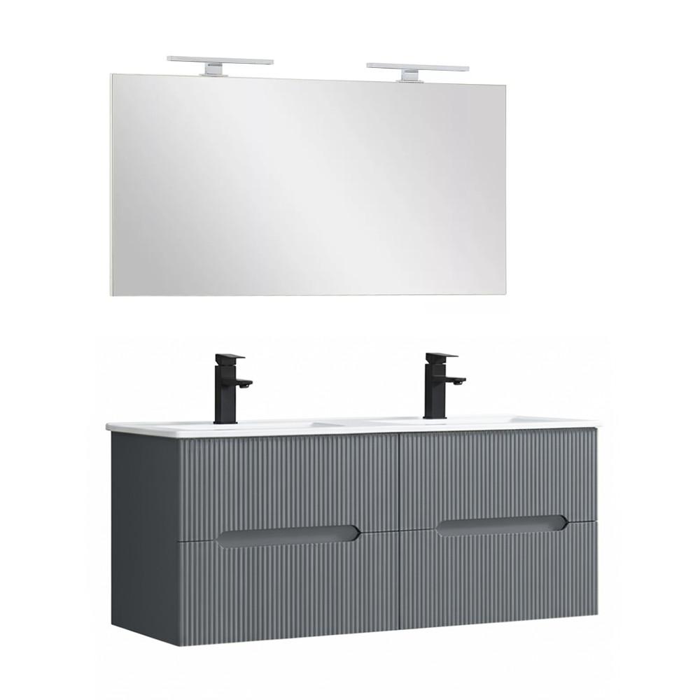 Trent Fürdőszobabútor 120 cm kerámia mosdóval tükörrel 60x120 cm antracit szürke