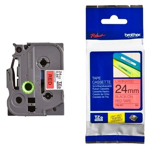 TZe-451 PIROS-FEKETE TAPE CASSETTE 24MM/8M EREDETI BROTHER SZALAG
