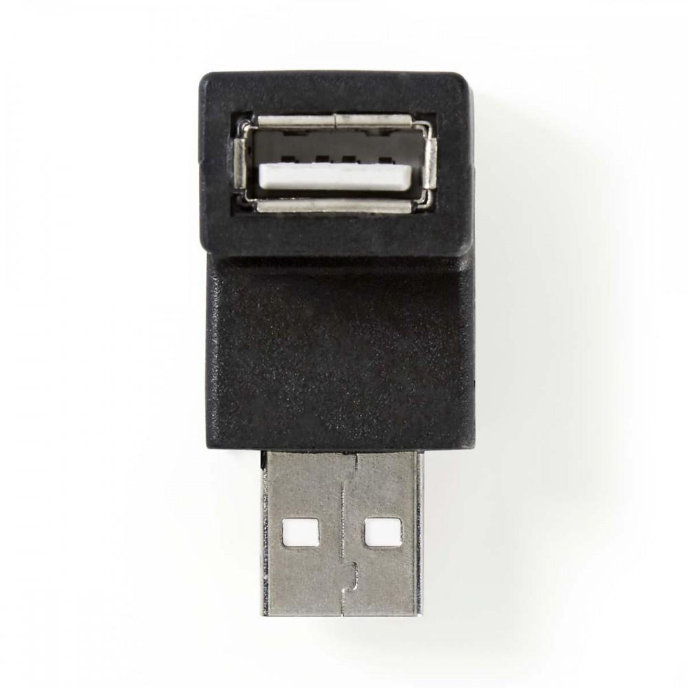 USB-A Adapter | USB 2.0 | USB-A Dugasz | USB-A Aljzat | 480 Mbps | Nikkelezett | PVC | Fekete | Boríték