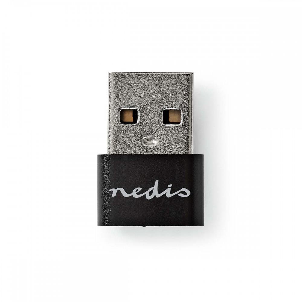 USB-A Adapter | USB 2.0 | USB-A Dugasz | USB-C™ Aljzat | 480 Mbps | Nikkelezett | Fekete | Boríték