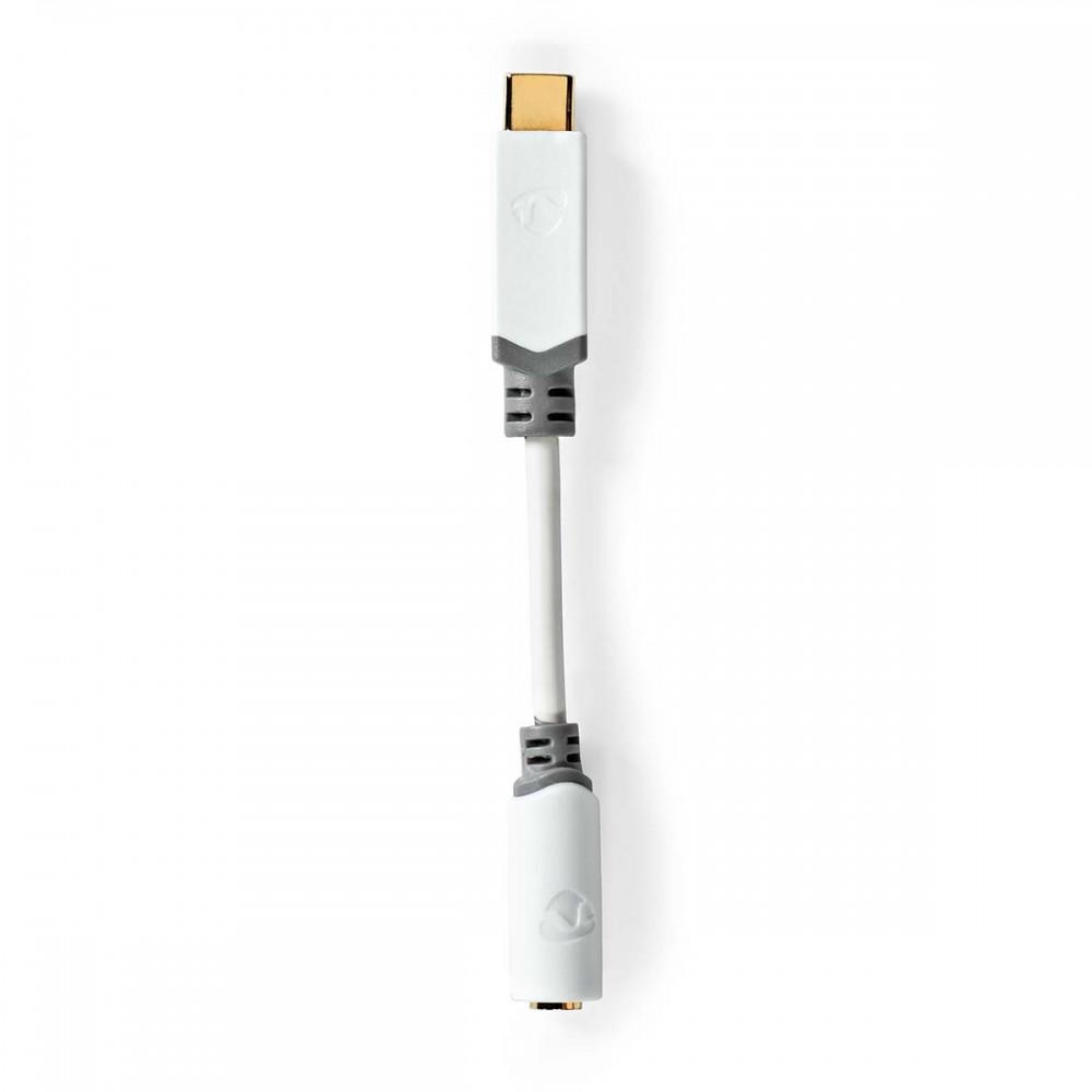 USB-C™ Adapter | USB 2.0 | USB-C™ Dugasz | 3.5 mm Aljzat | 0.10 m | Kerek | Aranyozott | PVC | Fehér | Doboz