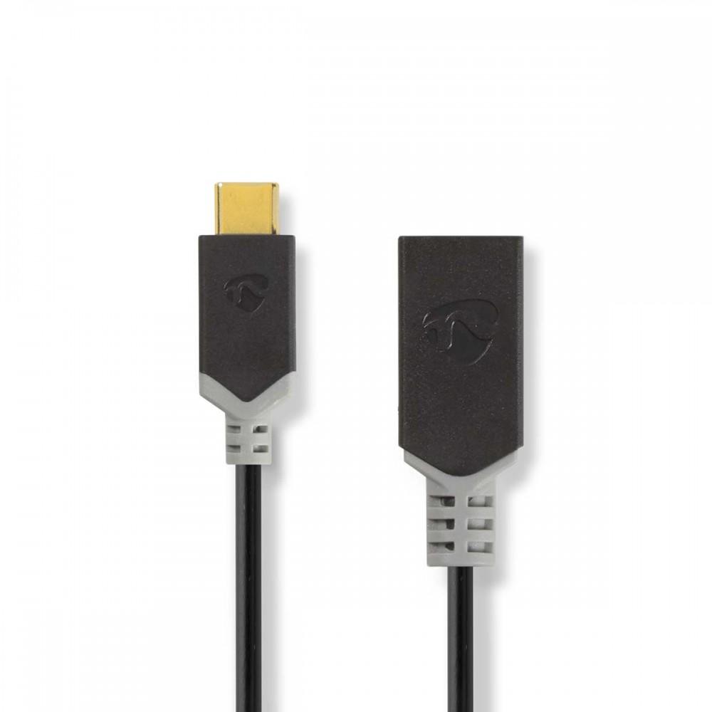 USB-C™ Adapter | USB 3.2 Gen 1 | USB-C™ Dugasz | USB-A Aljzat | 5 Gbps | 0.15 m | Kerek | Nikkelezett | PVC | Antracit | Doboz