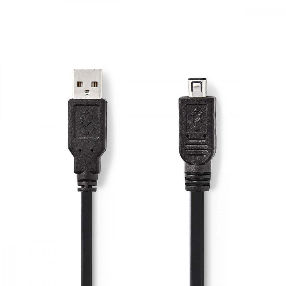 USB kábel | USB 2.0 | USB-A Dugasz | Mini 4-Pin Dugasz | 480 Mbps | Nikkelezett | 2.00 m | Kerek | PVC | Fekete | Műanyag Zacskó