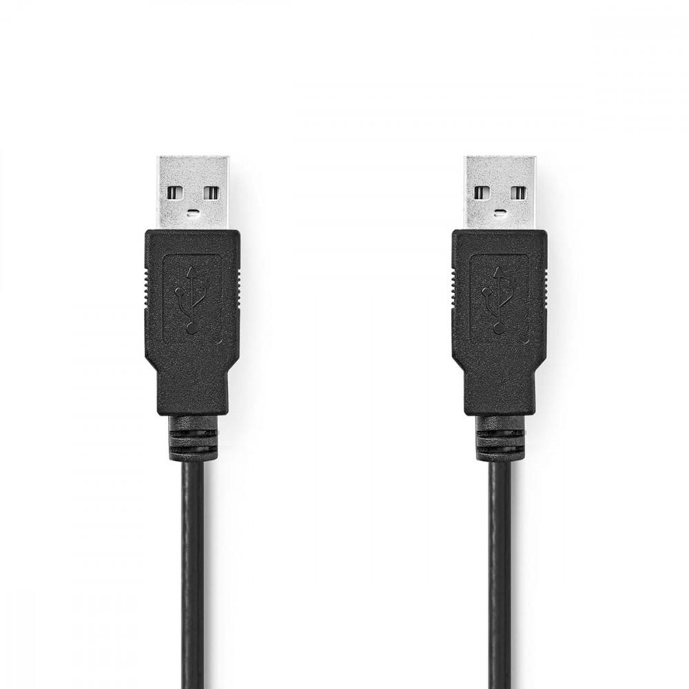 USB kábel | USB 2.0 | USB-A Dugasz | USB-A Dugasz | 480 Mbps | Nikkelezett | 1.00 m | Kerek | PVC | Fekete | Boríték