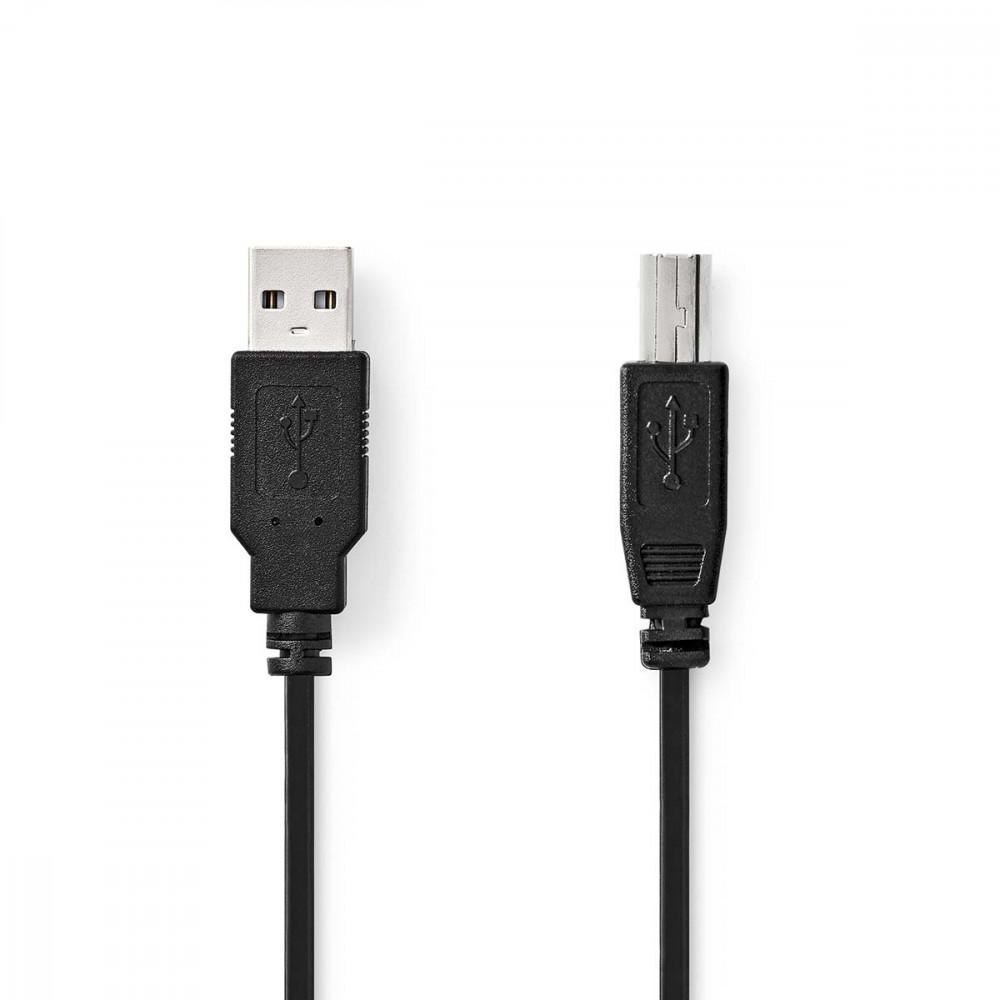 USB kábel | USB 2.0 | USB-A Dugasz | USB-B Dugasz | 480 Mbps | Nikkelezett | 1.00 m | Kerek | PVC | Fekete | Boríték