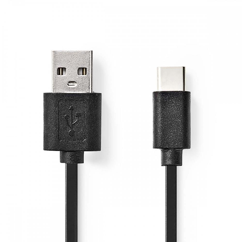 USB kábel | USB 2.0 | USB-A Dugasz | USB-C™ Dugasz | 480 Mbps | Nikkelezett | 0.10 m | Kerek | PVC | Fekete | Buborékfólia