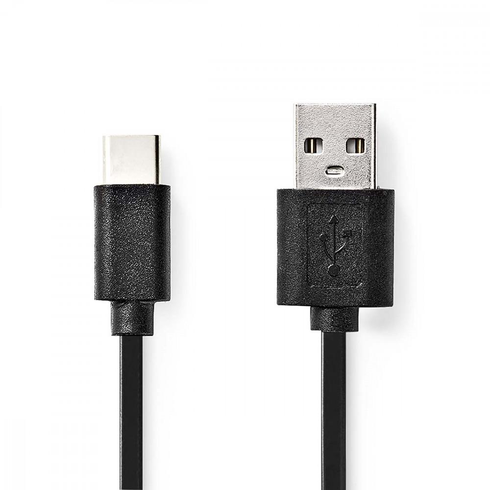 USB kábel | USB 2.0 | USB-A Dugasz | USB-C™ Dugasz | 480 Mbps | Nikkelezett | 1.00 m | Kerek | PVC | Fekete | Boríték