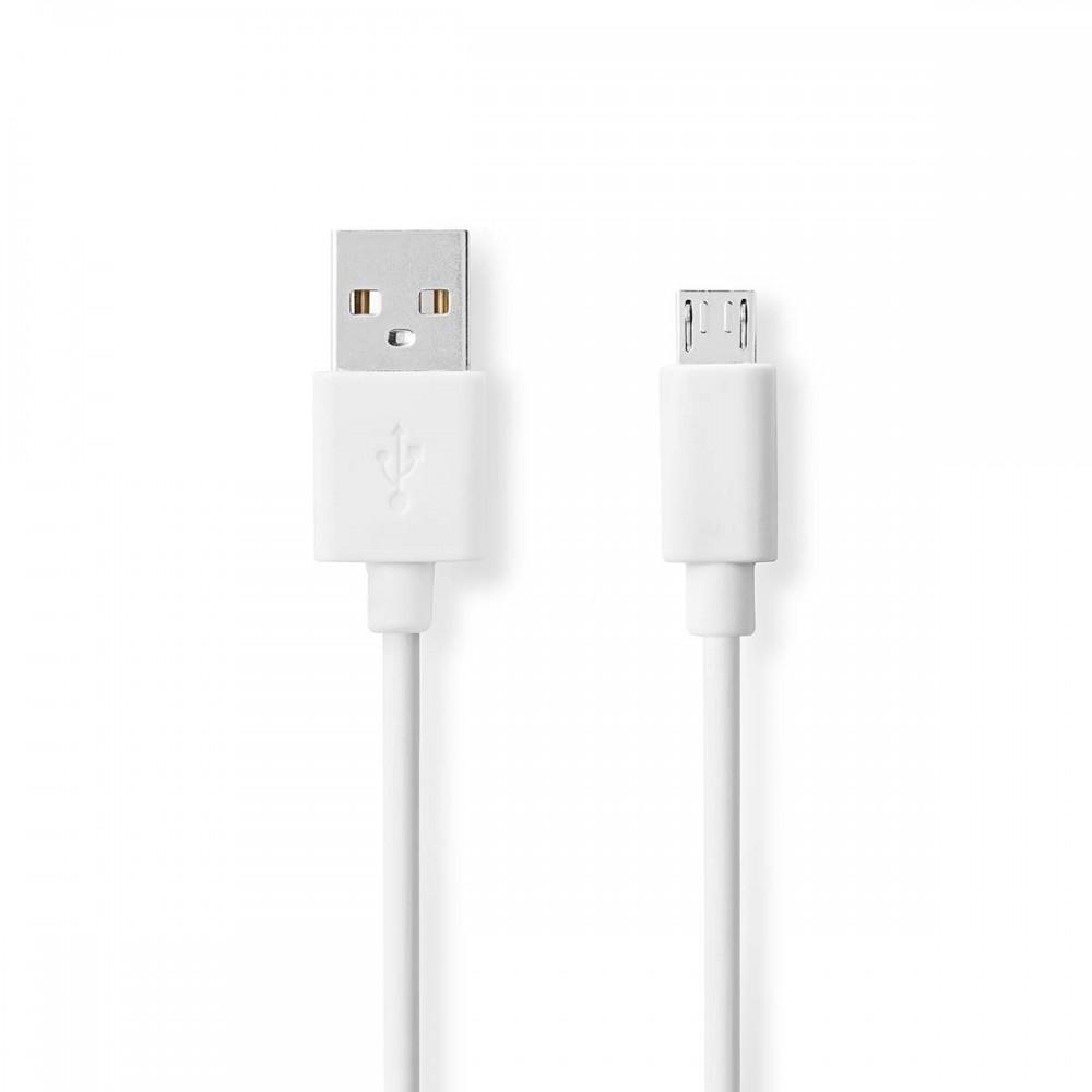 USB kábel | USB 2.0 | USB-A Dugasz | USB Micro-B Dugasz | 480 Mbps | Nikkelezett | 1.00 m | Kerek | PVC | Fehér | Doboz