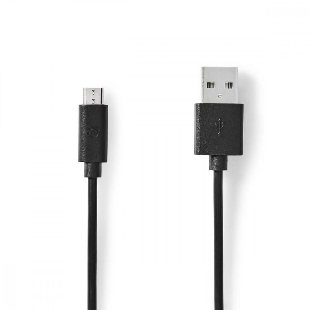 USB kábel | USB 2.0 | USB-A Dugasz | USB Micro-B Dugasz | 480 Mbps | Nikkelezett | 2.00 m | Kerek | PVC | Fekete | Boríték