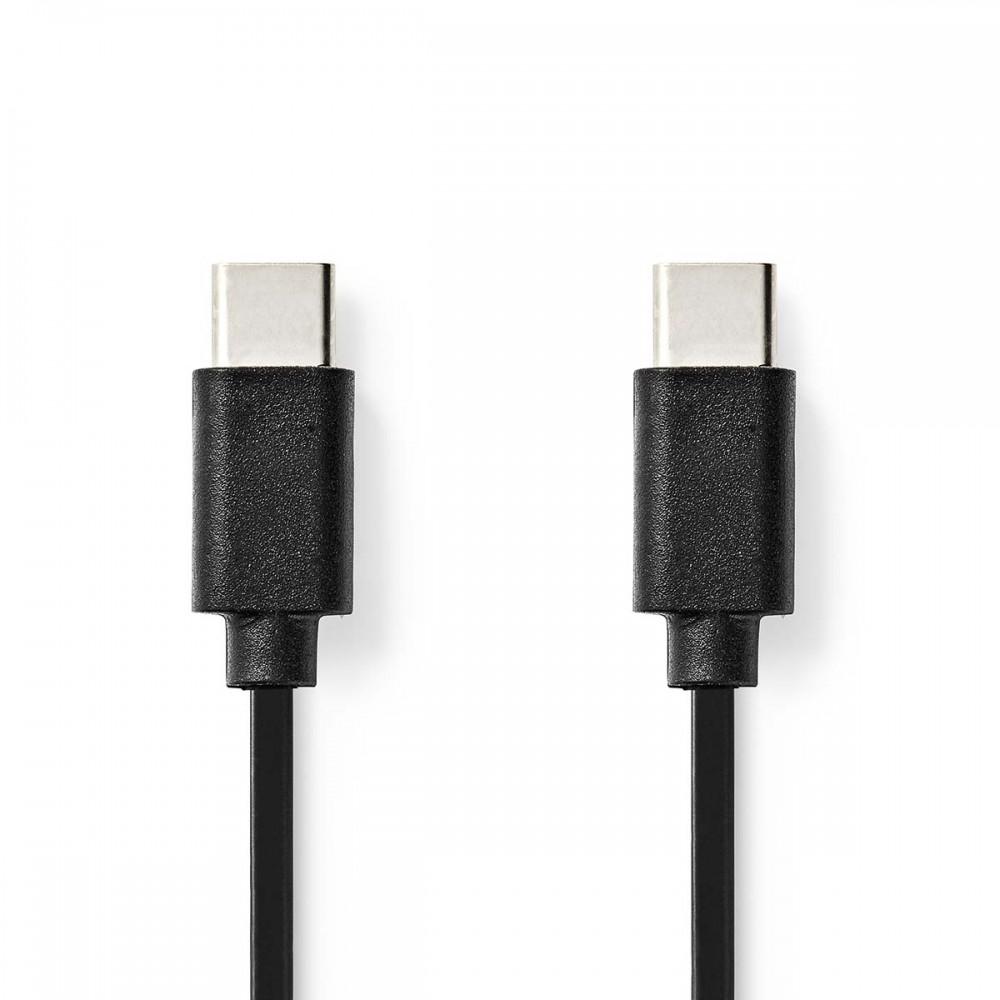 USB kábel | USB 2.0 | USB-C™ Dugasz | USB-C™ Dugasz | 480 Mbps | Nikkelezett | 1.00 m | Kerek | PVC | Fekete | Boríték