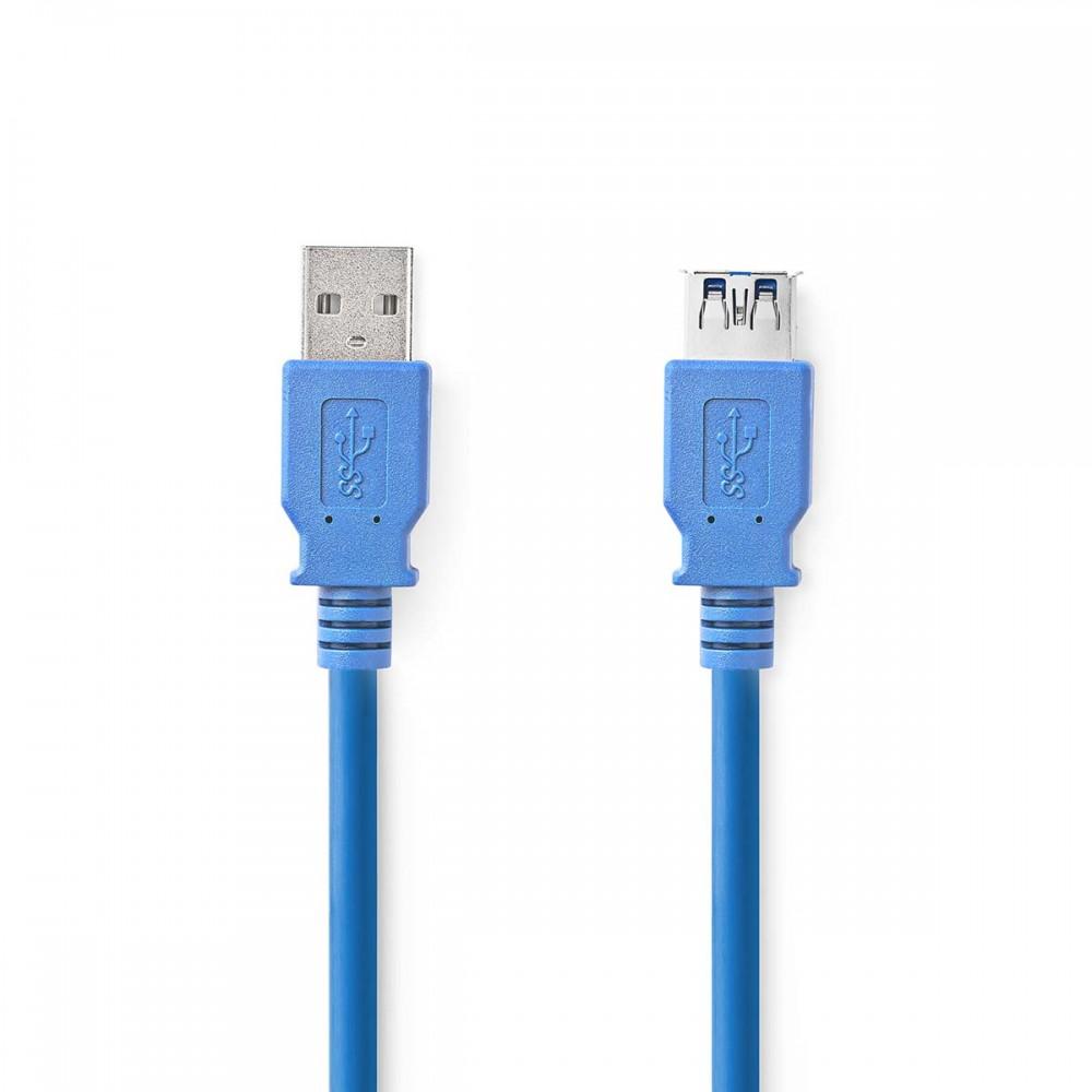 USB kábel | USB 3.2 Gen 1 | USB-A Dugasz | USB-A Aljzat | 5 Gbps | Nikkelezett | 2.00 m | Kerek | PVC | Kék | Boríték