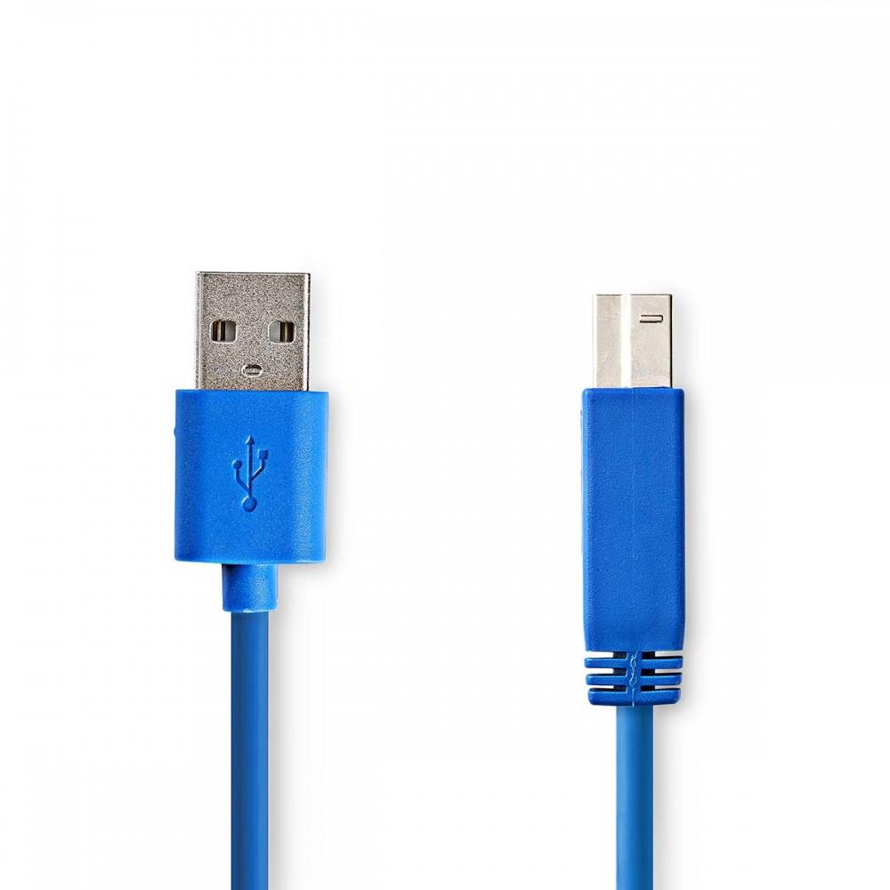USB kábel | USB 3.2 Gen 1 | USB-A Dugasz | USB-B Dugasz | 5 Gbps | Nikkelezett | 3.00 m | Kerek | PVC | Kék | Műanyag Zacskó