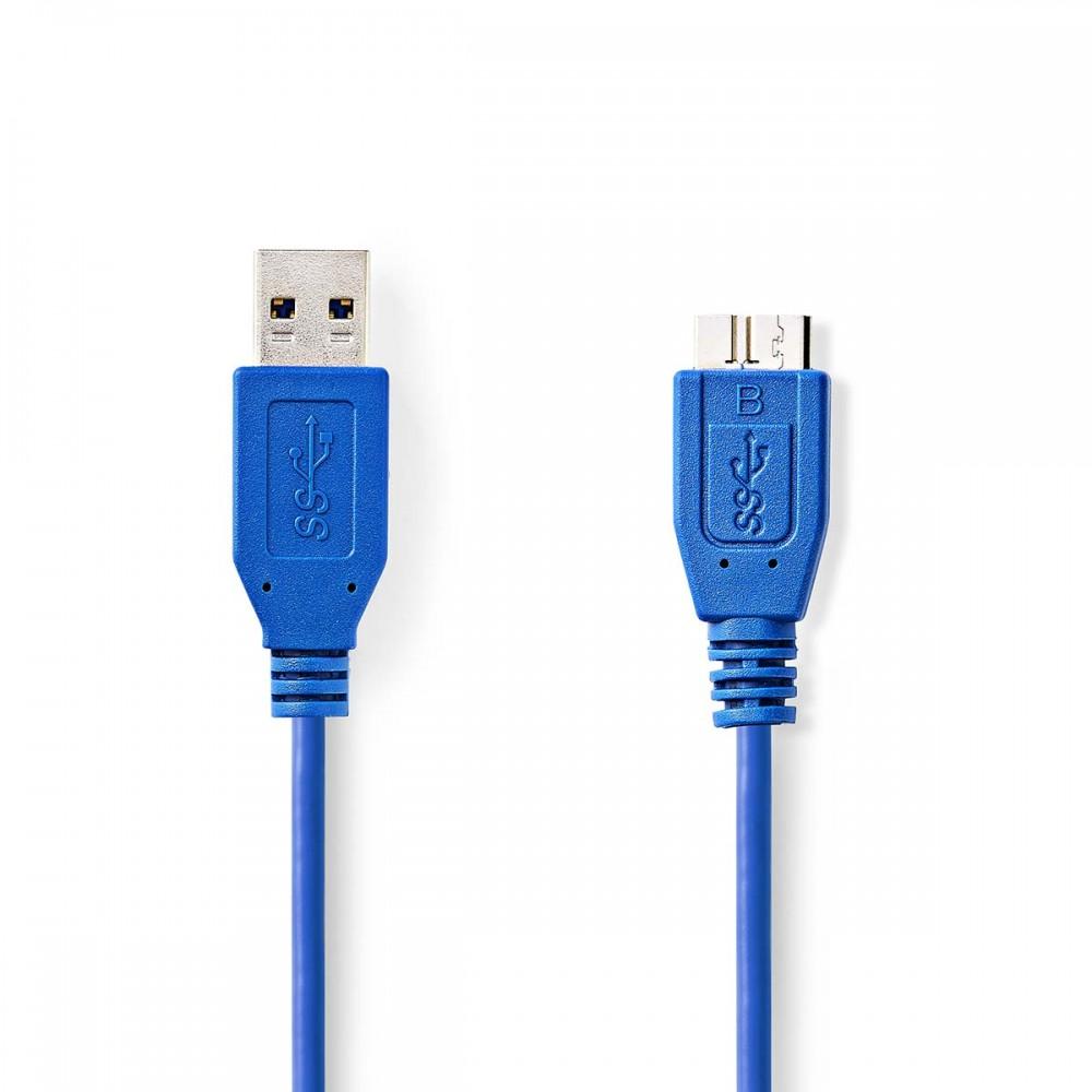 USB kábel | USB 3.2 Gen 1 | USB-A Dugasz | USB Micro-B Dugasz | 5 Gbps | Nikkelezett | 2.00 m | Kerek | PVC | Kék | Műanyag Zacskó