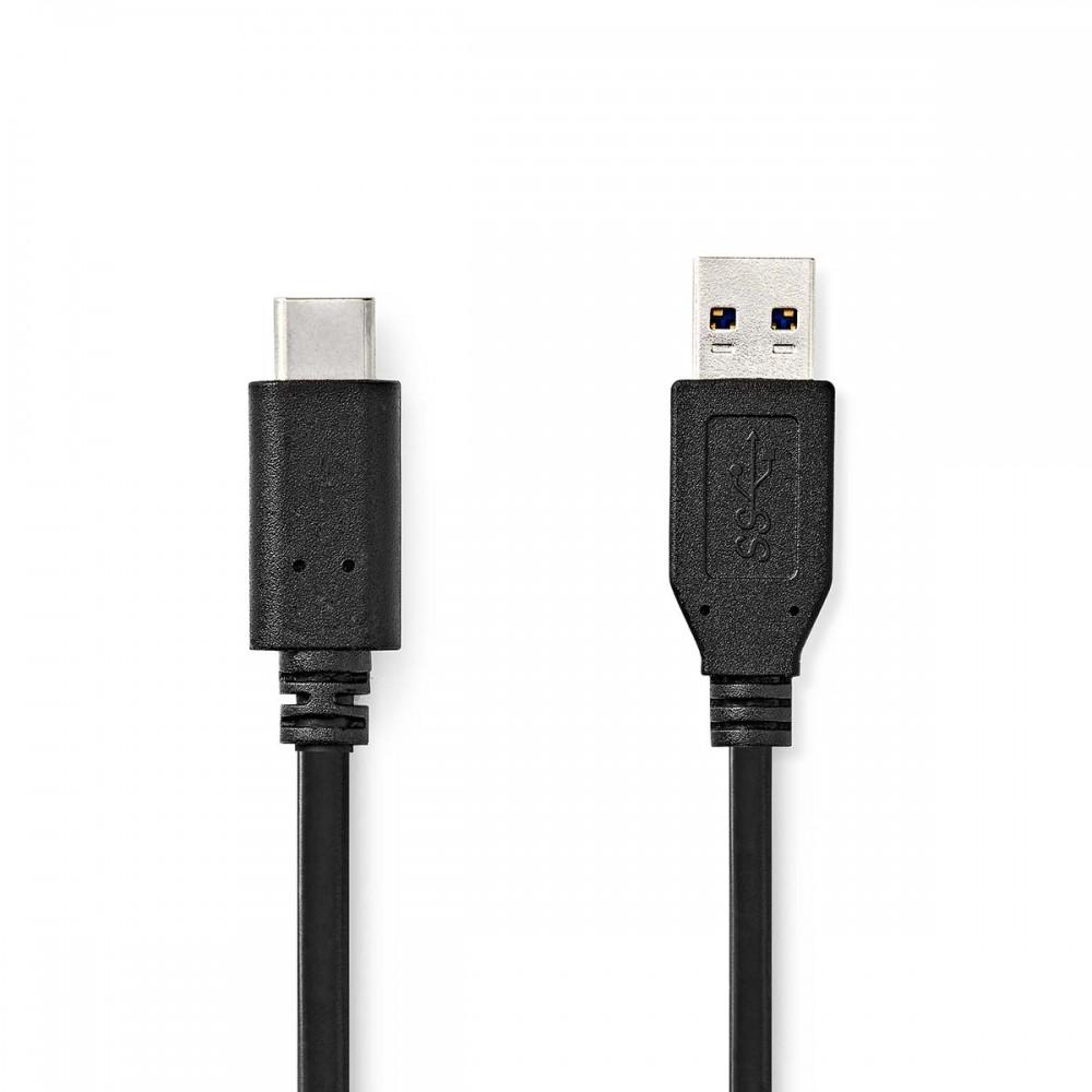 USB kábel | USB 3.2 Gen 2 | USB-A Dugasz | USB-C™ Dugasz | 10 Gbps | Nikkelezett | 1.00 m | Kerek | PVC | Fekete | Műanyag Zacskó