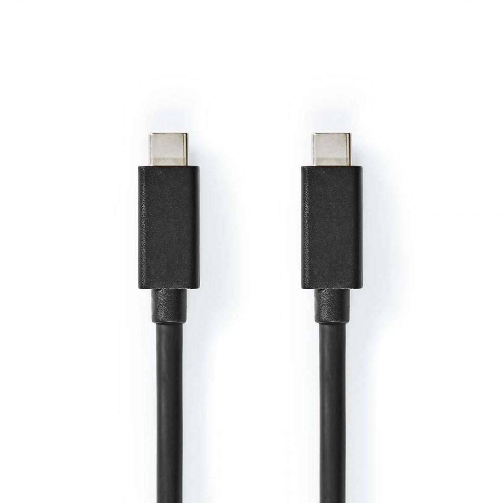 USB kábel | USB 3.2 Gen 2x2 | USB-C™ Dugasz | USB-C™ Dugasz | 4K@60Hz | 20 Gbps | Nikkelezett | 1.00 m | Kerek | PVC | Fekete | Boríték