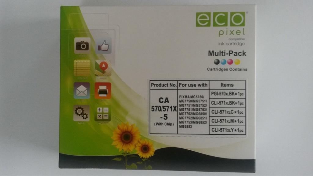Utángyártott CANON CLI-571XL Tintapatron Multipack BKCMY 5db-os ECOPIXEL BRAND 0386C005FUEC2 (RR)