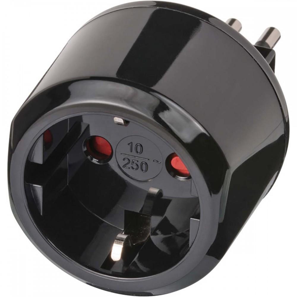 Utazási csatlakozó / utazási adapter (utazási aljzat adapter: Olaszországi aljzathoz és Euro dugóhoz) fekete