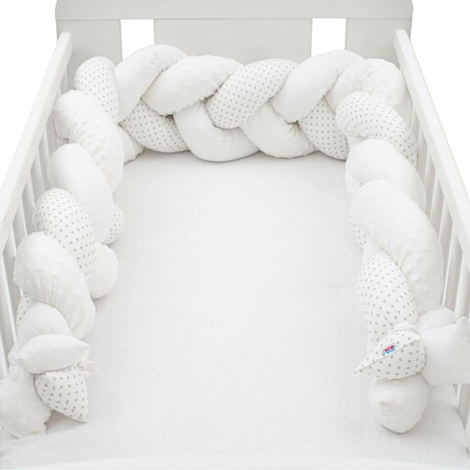 Védő fonott rácsvédő kiságyba New Baby Minka és pöttyök szürke  Multicolor
