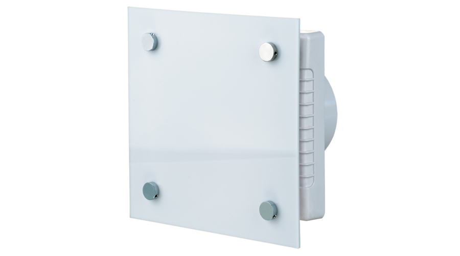 Vents 100 Modern Auto T Dekoratív Ventilátor Fehér PVC Előlappal Időkapcsolóval és Automata Zsaluval
