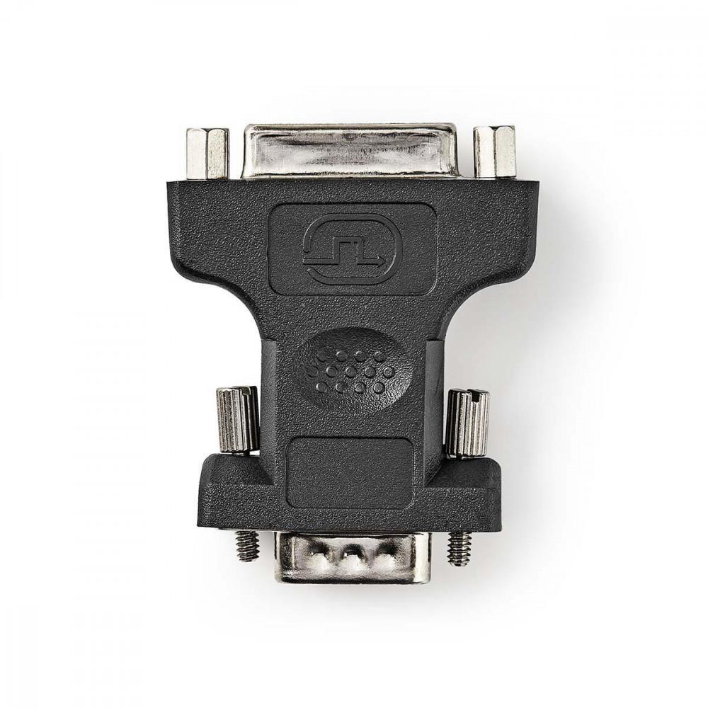 VGA adapter | VGA Dugasz | DVI-I 24+5-Pólusú Aljzat | Nikkelezett | Egyenes | ABS / Fém | Fekete | Műanyag Zacskó