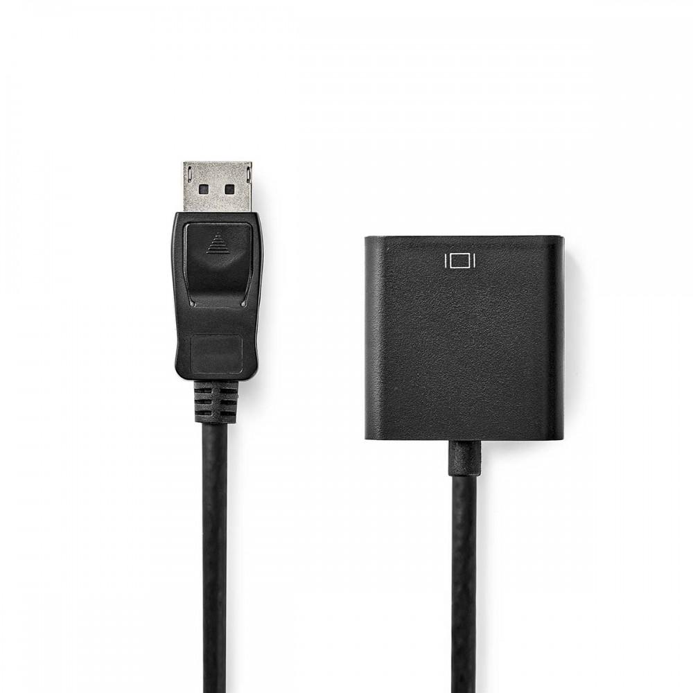 VGA kábel | DisplayPort Dugasz | VGA Aljzat | Nikkelezett | Maximális felbontás: 1080p | 0.20 m | Kerek | Fekete | Doboz